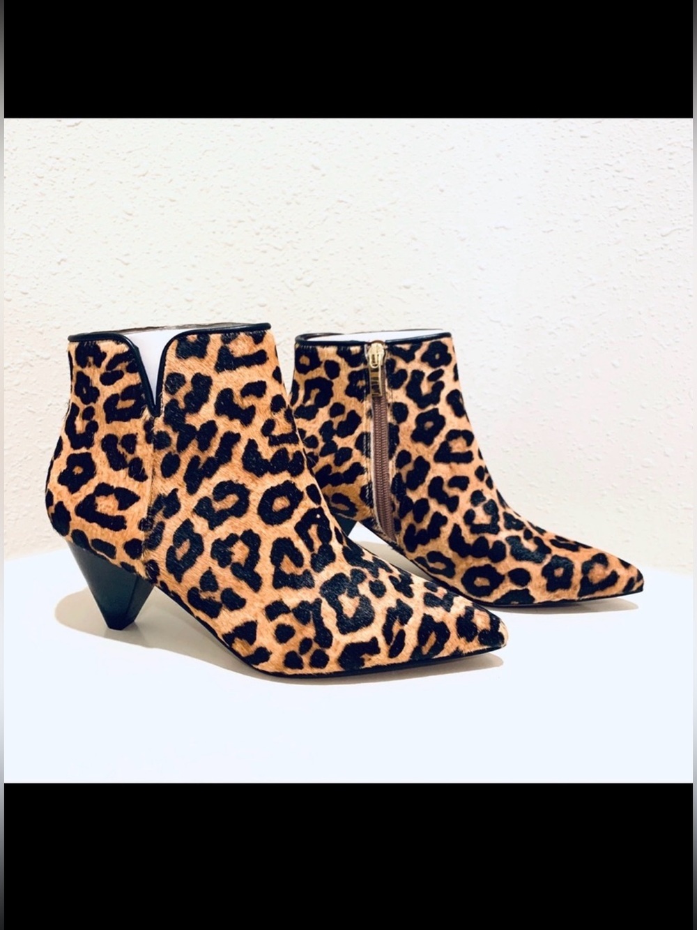 Franco Sarto Leopard Hair Calf Women’s Booties Size 6 NIB
